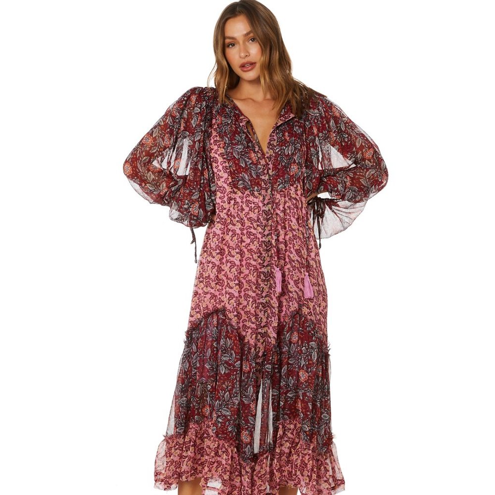 NWT $168 Free People Estelle Chiffon Maxi Dress!